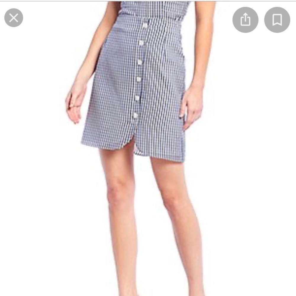 Gianni Bini plaid gingham skirt Emily Chiffon 12
